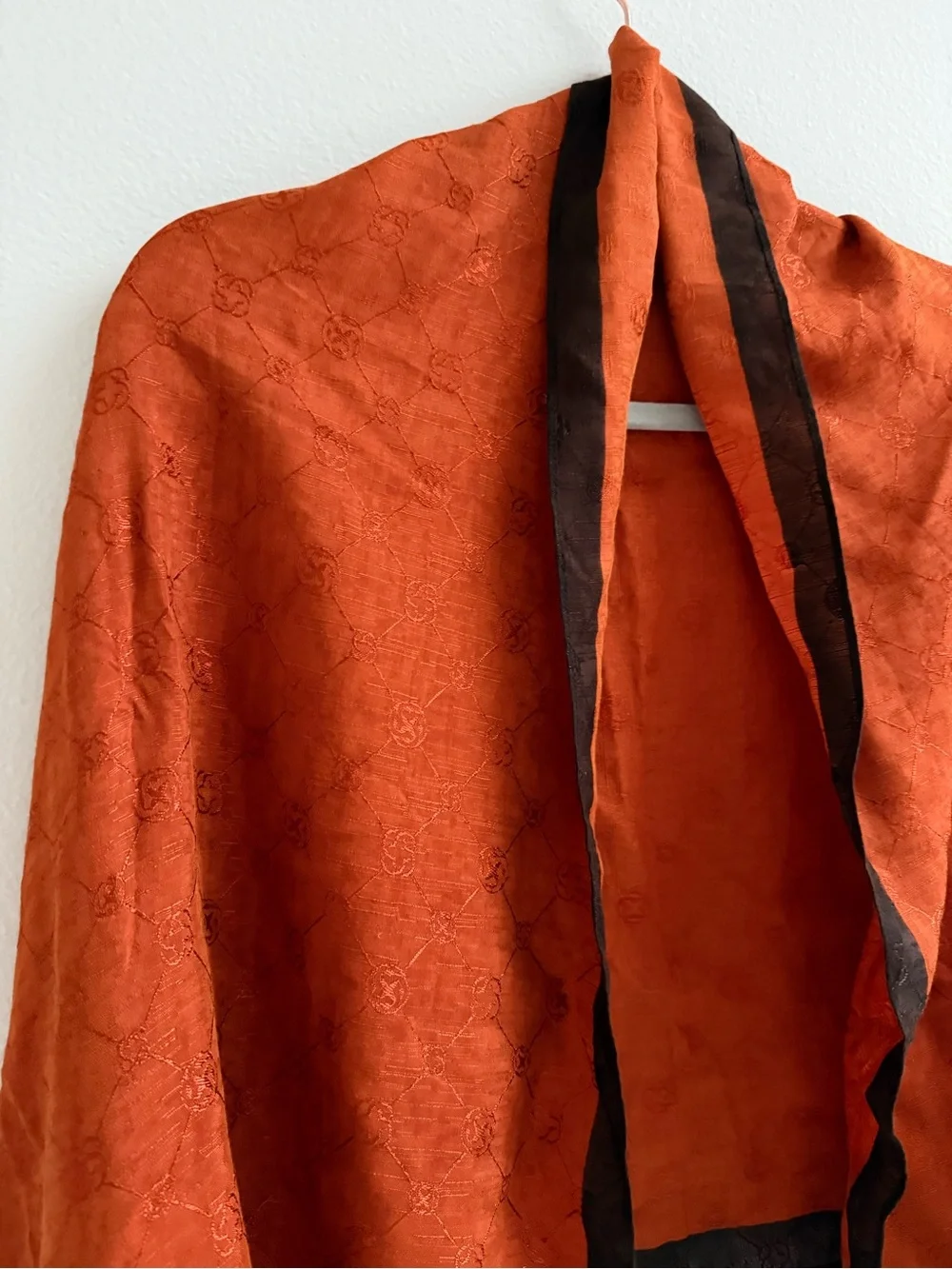 Turkish Cotton Blend Scarf - Vibrant Orange with Dark Border - Made in Turkey